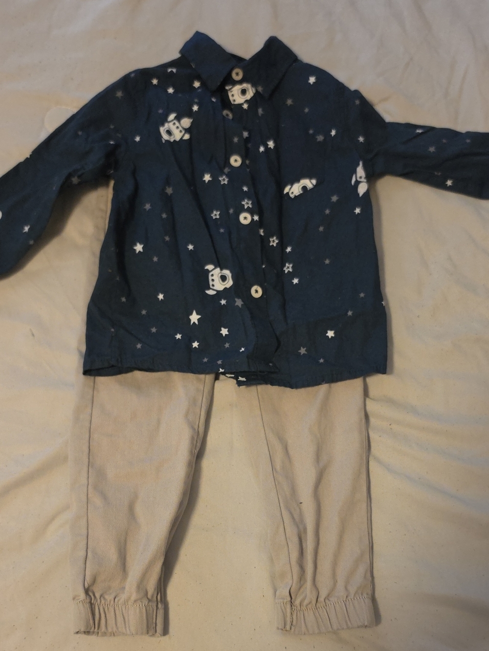 Children's Navy Astronaut-Print  Shirt With Pants - Unbranded